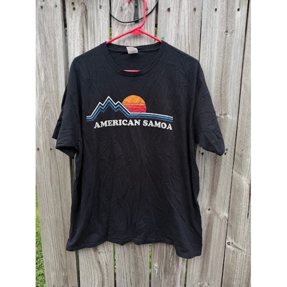 Retro Travel Port & Company American Samoa T-Shirt XL Black Graphic Tee